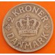 DINAMARCA 2 KRONER 1926 HCN.GJ CORONA y SIGLAS DEL REY CHRISTIAN X KM.825.1 MONEDA DE LATON MBC Denmark 2 Coronas