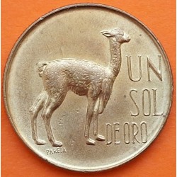 PERU 1 SOL 1967 LLAMA y ESCUDO KM.248 MONEDA DE LATON SC- 1 Sol de Oro BANCO CENTRAL DE RESERVA