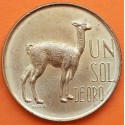 PERU 1 SOL 1967 LLAMA y ESCUDO KM.248 MONEDA DE LATON SC- 1 Sol de Oro BANCO CENTRAL DE RESERVA
