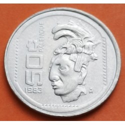 MEXICO 50 CENTAVOS 1983 CULTURA PALENQUE DIOS MAYA KM.492 MONEDA DE ACERO SC- Mejico Mexiko coin