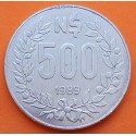 URUGUAY 500 PESOS 1989 LIBERTAD ARTIGAS y ESCUDO KM 98 MONEDA DE NICKEL EBC- República
