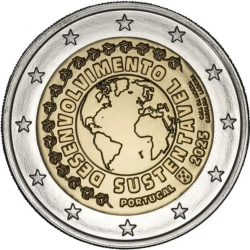 . 1 aaaaaaaaacoin @09/OCTUBRE Envío@ PORTUGAL 2 EUROS 2025 DESARROLLO SOSTENIBLE 2ª MONEDA CONMEMORATIVA SC