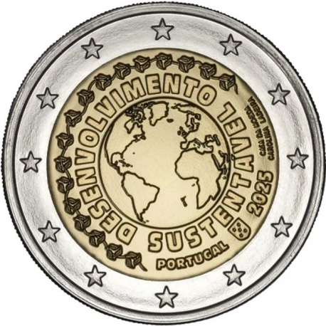 . 1 aaaaaaaaacoin @09/OCTUBRE Envío@ PORTUGAL 2 EUROS 2025 DESARROLLO SOSTENIBLE 2ª MONEDA CONMEMORATIVA SC