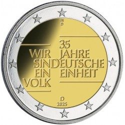 . 1 aaaaaaaaacoin @09/OCTUBRE Envío@ ALEMANIA 2 EUROS 2025 UNIFICACIÓN Letra al Azar 2ª MONEDA CONMEMORATIVA SC Germany 2€