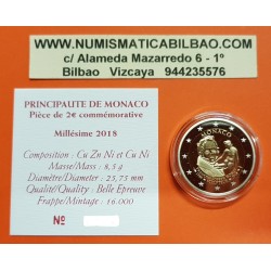 . @MUY RARA@ MONACO 2 EUROS 2018 FRANCOIS-JOSEPH BOSIO Conmemorativa MONEDA PROOF ESTUCHE CERTIFICADO 16.000 uds