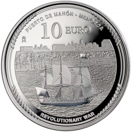 . 1 aaaaaaaacoin @08/OCTUBRE Envío@ ESPAÑA 10 EUROS 2025 GALEÓN y JORDI FARRAGUT Revolutionary War MONEDA DE PLATA FNMT