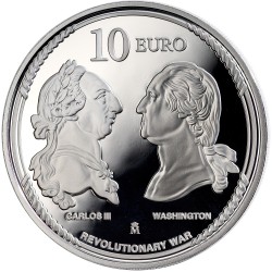 . 1 aaaaaaaaacoin @ENVÍO HOY@ ESPAÑA 10 EUROS 2025 BANDERAS y ÁGUILA EN COLORES Revolutionary War MONEDA DE PLATA FNMT