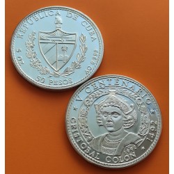 @Tirada 2.000@ CUBA 50 PESOS 1990 CRISTOBAL COLON V CENTENARIO DEL DESCUBRIMIENTO AMERICA KM.294 MONEDA DE 5 ONZAS PLATA PURA