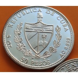 @Tirada 2.000@ CUBA 50 PESOS 1990 CRISTOBAL COLON V CENTENARIO DEL DESCUBRIMIENTO AMERICA KM.294 MONEDA DE 5 ONZAS PLATA PURA