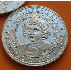 @Tirada 2.000@ CUBA 50 PESOS 1990 CRISTOBAL COLON V CENTENARIO DEL DESCUBRIMIENTO AMERICA KM.294 MONEDA DE 5 ONZAS PLATA PURA