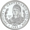 . 5 Onzas x CUBA 50 PESOS 1990 REINA ISABEL LA CATÓLICA - DESCUBRIMIENTO AMERICA KM.296 MONEDA DE PLATA PURA Tirada 2.000