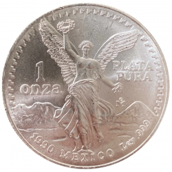 @LA DE LA FOTO@ MEXICO 1 ONZA 1990 ANGEL LIBERTAD MONEDA DE PLATA PURA silver coin OZ OUNCE CÁPSULA R/1