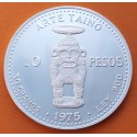 @FINAS RAYAS@ REPUBLICA DOMINICANA 10 PESOS 1975 ARTE TAÍNO Culturas Precolombinas KM.38 MONEDA DE PLATA PROOF