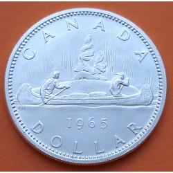 CANADA 1 DOLAR 1965 INDIOS EN CANOA KM.64.1 MONEDA DE PLATA EBC $1 Dollar silver 0,60 ONZAS