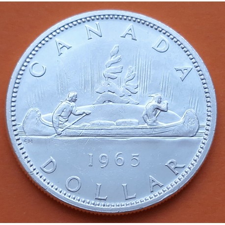 CANADA 1 DOLAR 1965 INDIOS EN CANOA KM.64.1 MONEDA DE PLATA EBC $1 Dollar silver 0,60 ONZAS