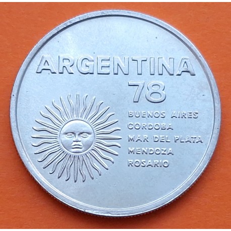 ARGENTINA 1000 PESOS 1977 SEDES - MUNDIAL DE FUTBOL 1978 KM.78 MONEDA DE PLATA SC- FIFA WORLD CUP