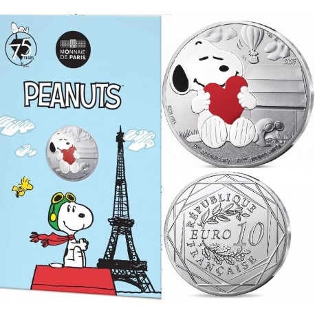 . 1 aaaaaaaacoin @09/OCTUBRE Envío@ FRANCIA 10 EUROS 2025 SNOOPY Famoso comic 10.000 MONEDAS DE PLATA Blister