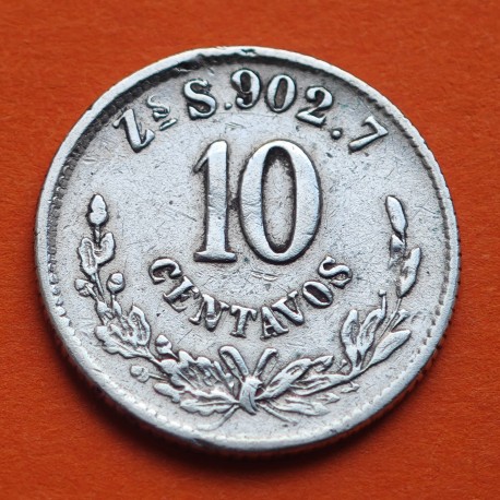 MEXICO 10 CENTAVOS 1884 ZsZ ÁGUILA Ceca ZACATECAS KM.403.10 MONEDA DE PLATA MBC- REPUBLICA MEXICANA silver coin