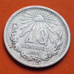 @ESCASA@ MEXICO 10 CENTAVOS 1906 AGUILA y VALOR KM.428 MONEDA DE PLATA MBC- Mejico silver coin