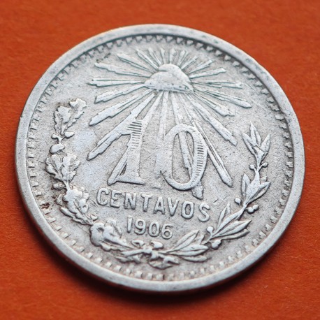 @ESCASA@ MEXICO 10 CENTAVOS 1906 AGUILA y VALOR KM.428 MONEDA DE PLATA MBC- Mejico silver coin