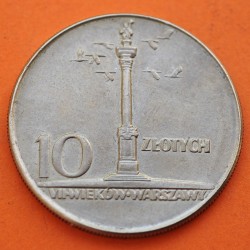 POLONIA 10 ZLOTY 1965 MONUMENTO COLUMNA DE SEGISMUNDO y VARSOVIA Tamaño 31mm. KM.55 MONEDA DE NICKEL SC- Poland 10 Zlotych
