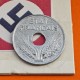 FRANCIA 20 CENTIMOS 1943 VICHY FRENCH STATE KM.900.1 MONEDA DE ZINC III Reich OCUPACION NAZI WWII