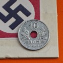 FRANCIA 10 CENTIMOS 1944 VICHY FRENCH STATE Módulo pequeño 17,30 mm KM.903 MONEDA DE ZINC III Reich OCUPACION NAZI WWII