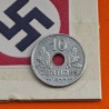 FRANCIA 10 CENTIMOS 1944 VICHY FRENCH STATE Módulo pequeño 17,30 mm KM.903 MONEDA DE ZINC III Reich OCUPACION NAZI WWII