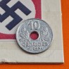FRANCIA 10 CENTIMOS 1943 VICHY FRENCH STATE Módulo pequeño 17,30 mm KM.903 MONEDA DE ZINC III Reich OCUPACION NAZI WWII