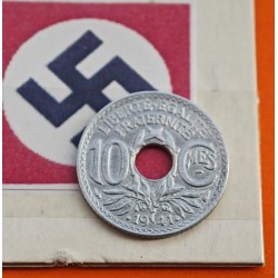 FRANCIA 10 CENTIMOS 1941 Tipo LINDAUER @VARIANTE .1941.@ KM.897 MONEDA DE ZINC OCUPACION NAZI III REICH WWII France