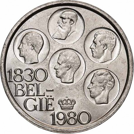 BELGICA 500 FRANCOS 1980 ANTIGUOS REYES Leyenda BELGIE KM.161 MONEDA DE PLATA BAJA SC- Belgium 500 Francs