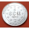 BELGICA 5 ECUS 1988 EMPERADOR CARLOS V KM.166 MONEDA DE PLATA PROOF Belgium silver 5 ECU 1988
