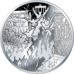 . 1 aaaaacoin @A SU VALOR FACIAL@ FRANCIA 100 EUROS 2019 CAÍDA DEL MURO DE BERLÍN MONEDA DE PLATA 900 mls. 47 mm. 50 gramos