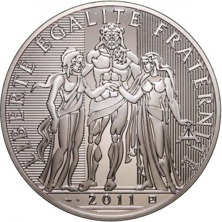 . 1 aaaaacoin @A SU VALOR FACIAL@ FRANCIA 100 EUROS 2011 HERCULES MONEDA DE PLATA 900 mls. 47 mm. 50 gramos