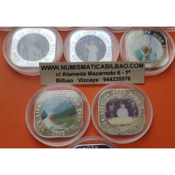 . 10 Monedas @COLORES@ SOMALIA 500 SHILLINGS 2005 PAPA JUAN PABLO II VIDA y MILAGROS KM.124 a 133 NICKEL BAÑO DE PLATA