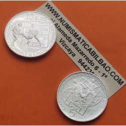 . 2 monedas PROOF x SAN MARINO 5 EUROS 2004 + 10 EUROS 2004 CAMPEONATO FUTBOL 2004 PLATA SI CÁPSULAS NO ESTUCHE