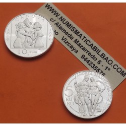 . 1,19 ONZAS de PLATA PURA x SAN MARINO 5 EUROS 2006 ANDREA MANTEGNA KM.476 + 10 EUROS 2006 ANTONIO CANOVA KM.477 2 monedas