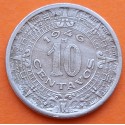 MEXICO 10 CENTAVOS 1946 FILIGRANAS AZTECAS KM.432 MONEDA DE NICKEL MBC- Mejico