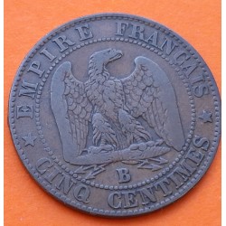 FRANCIA 5 CENTIMOS 1856 Letra B ROUEN NAPOLEON III KM.777.2 MONEDA DE BRONCE MBC- France 5 Centimes