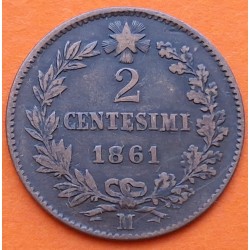 ITALIA 2 CENTESIMI 1861 M REY VITTORIO EMANUELE II KM.2.1 MONEDA DE COBRE MBC Italy Kingdom 2 Centimos
