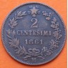 ITALIA 2 CENTESIMI 1861 M REY VITTORIO EMANUELE II KM.2.1 MONEDA DE COBRE MBC Italy Kingdom 2 Centimos