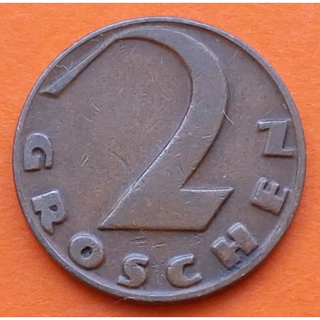 AUSTRIA 2 GROSCHEN 1928 CRUZ y VALOR KM 2525 MONEDA DE BRONCE MBC- Österreich