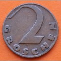AUSTRIA 2 GROSCHEN 1928 CRUZ y VALOR KM 2525 MONEDA DE BRONCE MBC- Österreich