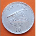 GIBRALTAR 10 PENIQUES 2007 CAÑÓN DE GUERRA e ISABEL II KM.1082 MONEDA DE NICKEL MBC+