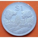 ZIMBABWE 1 DOLAR 2001 POBLADO CABAÑA y ÁRBOLES KM.6.A MONEDA DE NICKEL EBC- Africa
