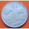 ZIMBABWE 1 DOLAR 2001 POBLADO CABAÑA y ÁRBOLES KM.6.A MONEDA DE NICKEL EBC- Africa