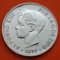 ESPAÑA 5 PESETAS 1897 * 18 97 SGV REY ALFONSO XIII KM.707 MONEDA DE PLATA (DURO) Spain silver R/3
