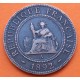INDOCHINA 1 CENTIMO 1892 A DAMA KM.1 MONEDA DE BRONCE @ESCASA@ INDO-CHINE Republique Francaise POIDS 10 GR