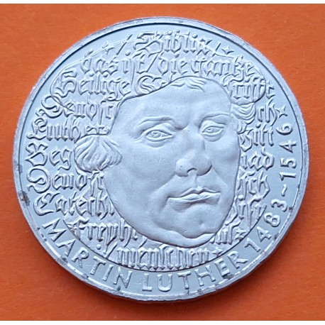 ALEMANIA 5 MARCOS 1983 G MARTIN LUTHER KM.159 MONEDA DE NICKEL SC + PUNTITOS Germany BRD 5 Marks R/3