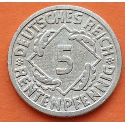 ALEMANIA 5 RENTENPFENNIG 1924 A CEREALES República del WEIMAR KM.38 MONEDA DE LATON EBC- Germany 5 Rpf.